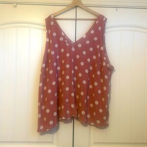 Torrid plus tank blouse.  Pink with white dots. Size 6 (30/32)